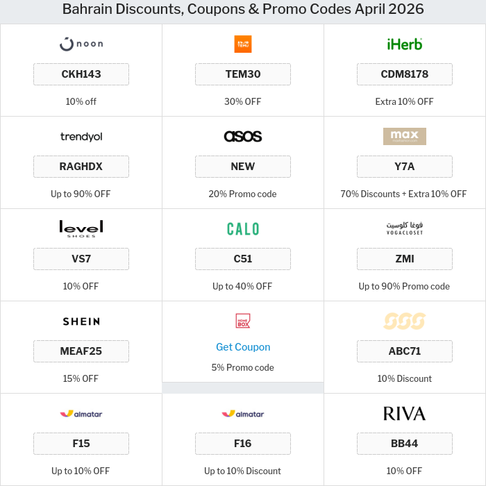 All Coupons and deals for Bahrain stores