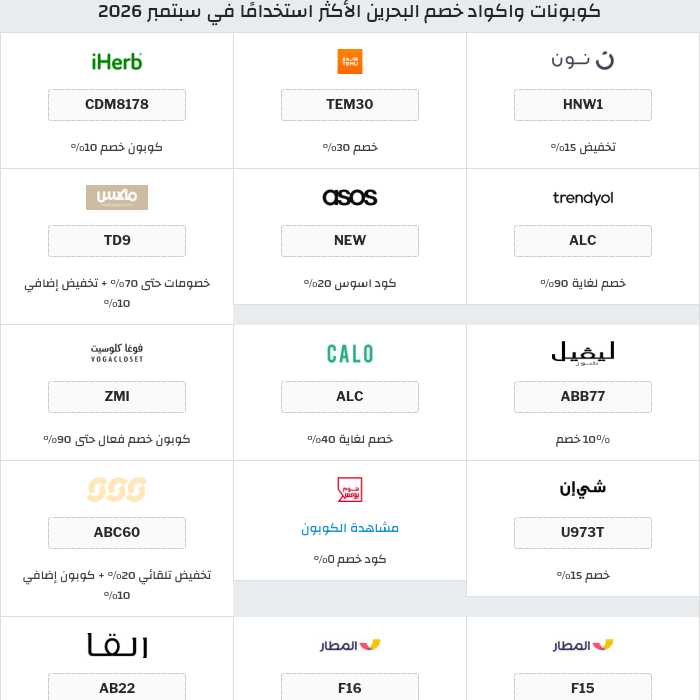 عروض وكوبونات المتاجر في البحرين