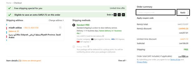 Applying Temu first order promo code