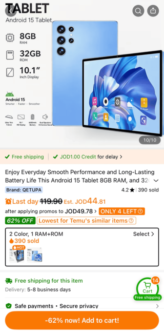 How to Add an Item to Cart on Temu App