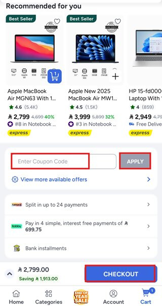 Applying Noon Coupon Code at the Noon App