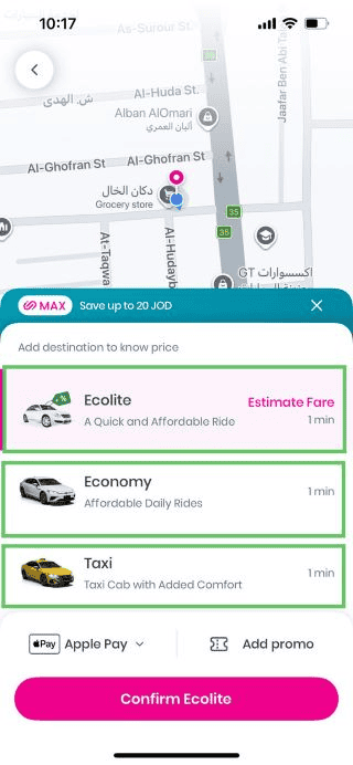 Jeeny App Ride Types