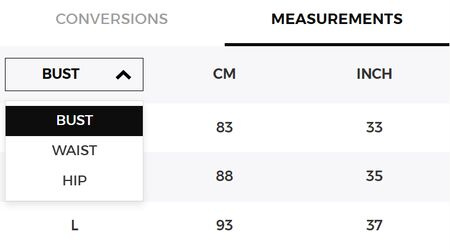 Namshi size chart for womens clothes