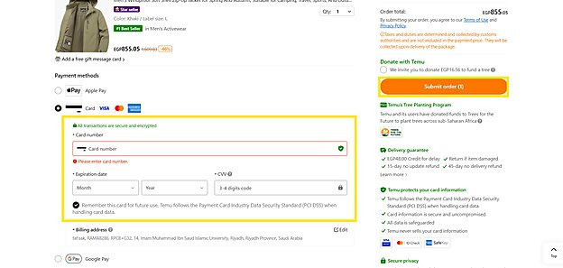 payment methods and submitting order at the Temu store payment methods and submitting order at the Temu store