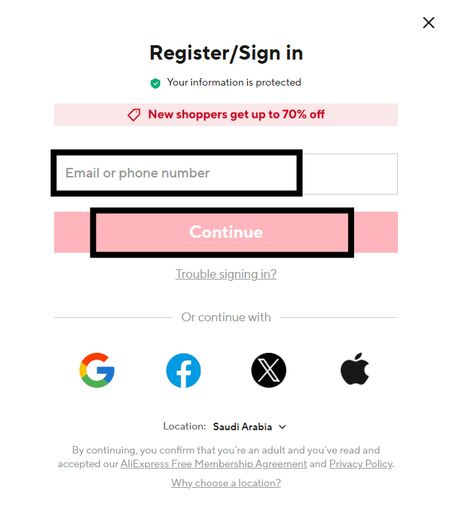 How to Register or Sign in at AliExpress website