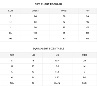 Riva Size Guide for Women's Dresses and Skirts