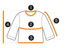 Temu size chart for kids’ tops
